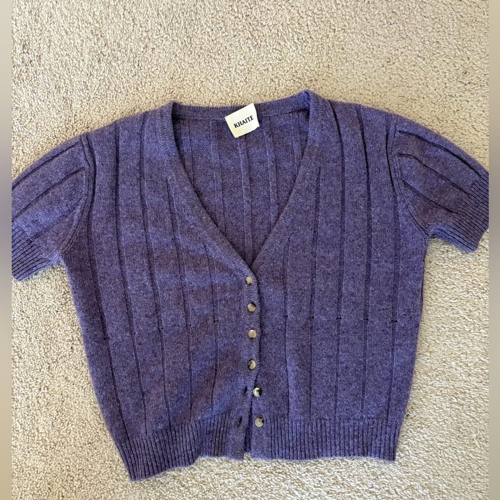 KHAITE Purple Button-Up Cardigan